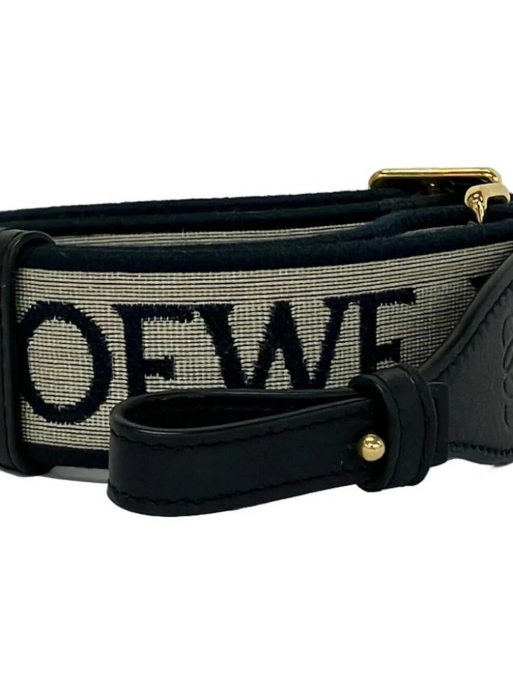 LOEWE Anagram Loop Strap Black Beige Jacquard Calf Leather 17